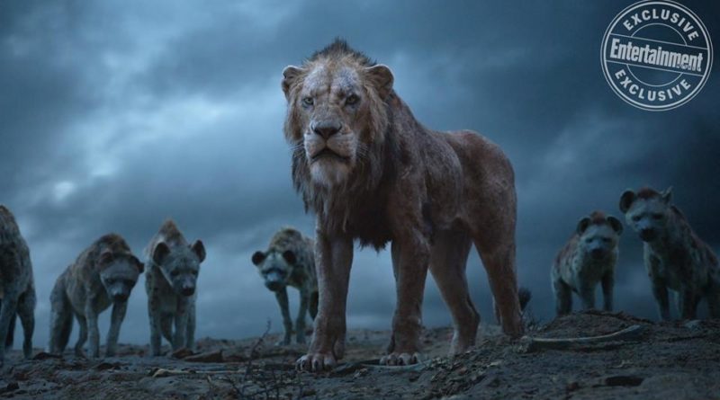 Un scène du Roi Lion avec avec le Scar, le frère de Simba, entouré des hyènes